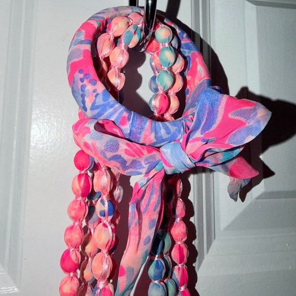 Lilly Pulitzer Pink and Blue Fabric Necklace and Bracelet Set - Picture 2 of 4